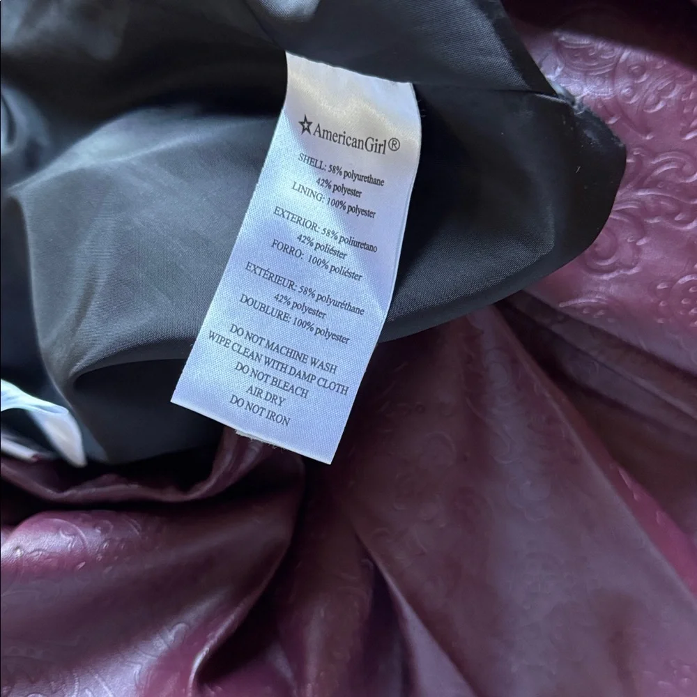 Size 7 American Girl lined Tenney Meet Skirt faux leather adjustable waist